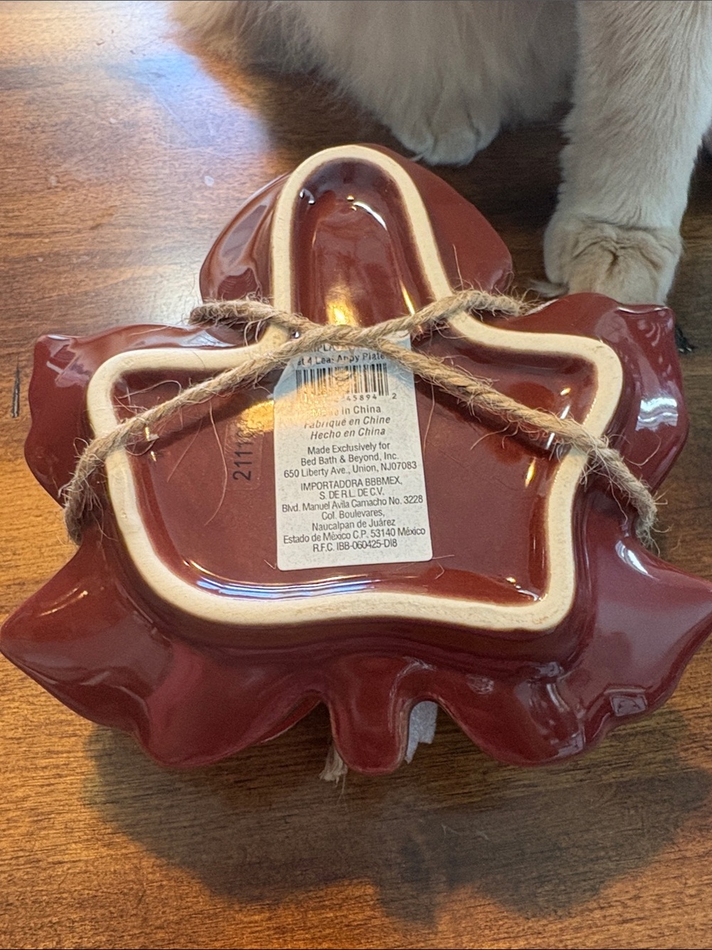 Vintage Ceramic Leaf Dish Set - Glossy Amber Orange Brown and Green - Picture 3 of 3